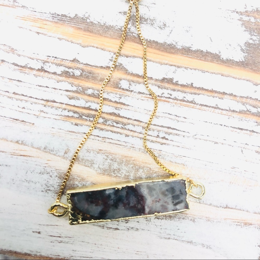 Gold Plated Mexican Agate Boho Bracelet - Picture 2 of 5